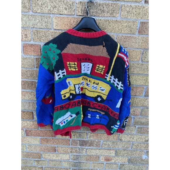 Vintage Belle Pointe School Teacher Classroom Students Cardigan Size L Sweater - Picture 8 of 10